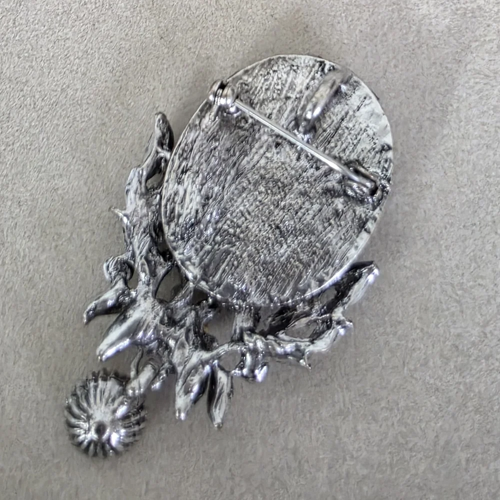 Silver with Blue Victorian Maiden Cameo Brooch Pin Pendant